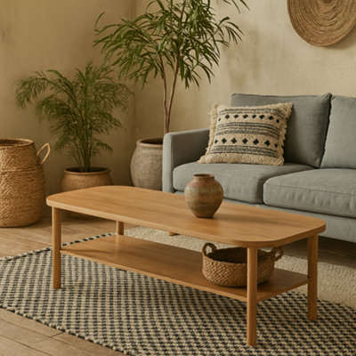Wyld Haus Bermudas Natural Oak Rectangular Coffee Table With Lower Shelf1500mm from B&Q
