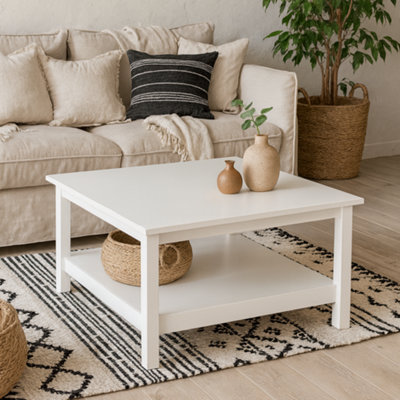 Wyld Haus Wildberry Matt White Wooden Coffee Table With Lower Shelf from B&Q