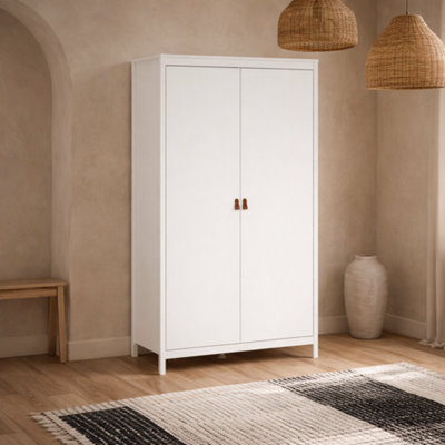 Wyld Haus Wildberry Matt White 2-Door Wardrobe With Brown Leather Handles from B&Q