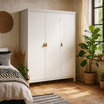 Wyld Haus Wildberry Matt White 3 Door Wardrobe With Leather Handles from B&Q
