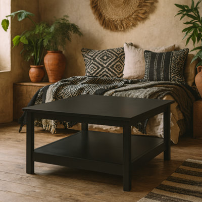 Wyld Haus Wildberry Matt Black Wooden Coffee Table Bottom Shelf from B&Q