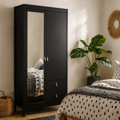 Wyld Haus Wildberry Matt Black Wardrobe With Mirror2 Doors 2 DrawersMetal Handles from B&Q