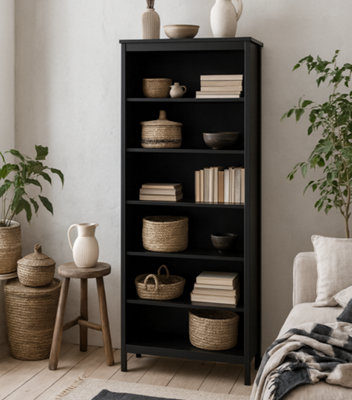 Wyld Haus Wildberry Matt Black 5-Shelf Wooden Bookcase 1990mm from B&Q