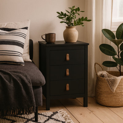 Wyld Haus Wildberry Matt Black Bedside Table 3 Drawers from B&Q