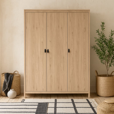 Wyld Haus Wildberry 3-Door Natural Oak Wardrobe Jackson Hickory Finish from B&Q