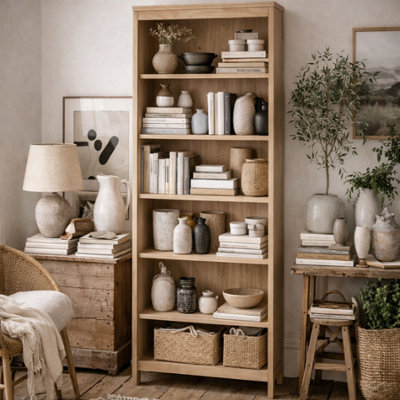 Wyld Haus Wildberry 5-Shelf Tall Bookcase In Jackson Hickory Oak (Natural) from B&Q
