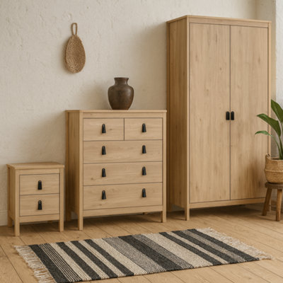 Wyld Haus Wildberry 3-Piece Natural Oak Bedroom Furniture Set With Wardrobe Chest And Bedside from B&Q