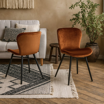 Wyld Haus Set Of 2 Acorn Copper Velvet Upholstered Dining Chairs With Matt Black Legs from B&Q