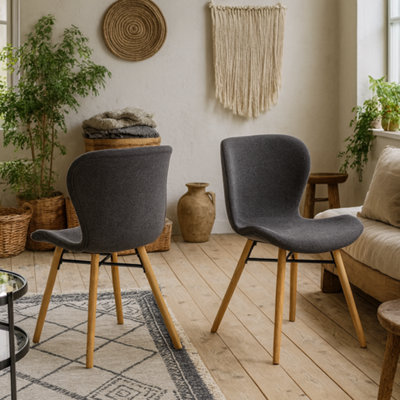 Wyld Haus Set Of 2 Acorn Dining ChairsGrey Bouclé Fabric With Oiled Oak Legs from B&Q
