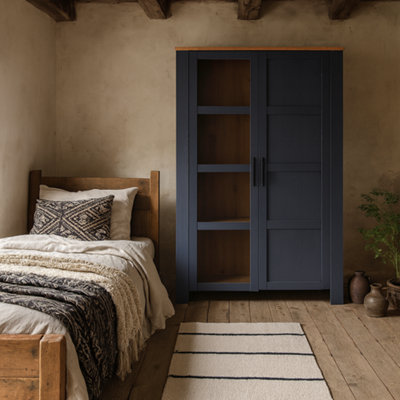Wyld Haus Bramblecroft 2-Door Navy & Oak Display Cabinet from B&Q