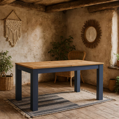 Wyld Haus Bramblecroft Navy And Natural Oak Extending Dining Table from B&Q