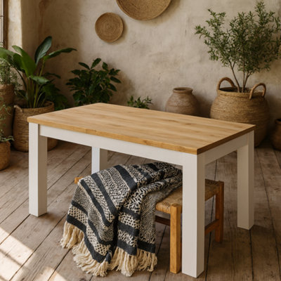 Wyld Haus Bramblecroft Extending Dining Table In White And Riviera Oak Top from B&Q