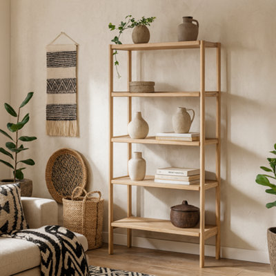 Wyld Haus Berrytwist White Oak Veneer Bookcase4 Open ShelvesScandinavian Matt Finish from B&Q