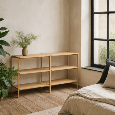 Wyld Haus Berrytwist Scandi White Oak Veneer Bookcase 4 Shelves from B&Q