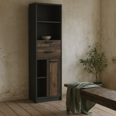 Wyld Haus Brooklyn Industrial Bookcase Walnut & Dark Matera Grey1960 mm from B&Q