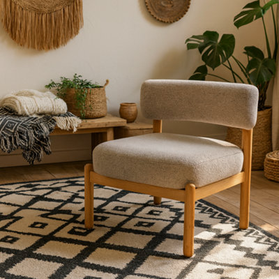 Wyld Haus Nook Cream Bouclé Lounge Chair With Oak Legs