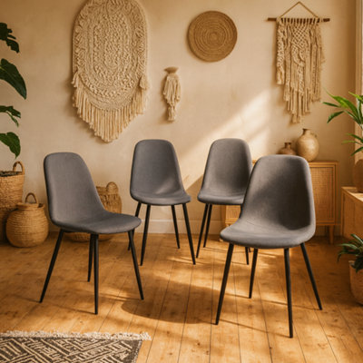 Wyld Haus Set Of 4 Tipsyfern Light Grey Upholstered Dining Chairs from B&Q