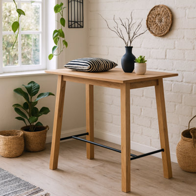 Wyld Haus Muddlefern Tall Oiled Oak Veneer Bar Table Scandinavian Style from B&Q