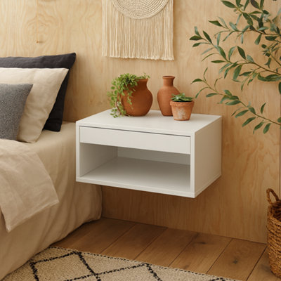 Wyld Haus Bramblebud White Wooden Square Bedside Table 1 Drawer from B&Q