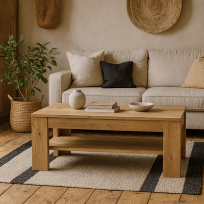 Wyld Haus Brimble Oak Coffee Table With Lower Shelf from B&Q