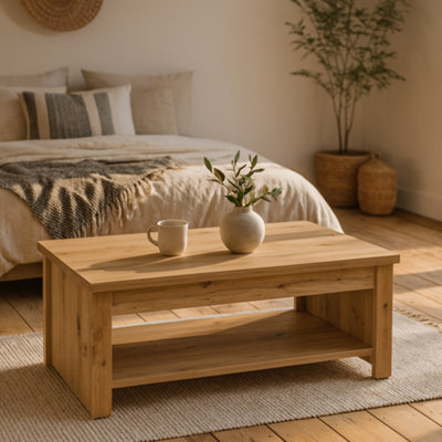 Wyld Haus Brimble Rising Coffee Table In Artisan Oak With Lower Shelf from B&Q