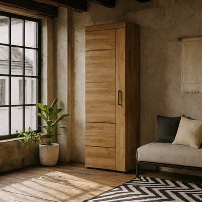 Wyld Haus Larkwood Tall Glazed Grandson Oak Wood Cupboard Left Hand from B&Q