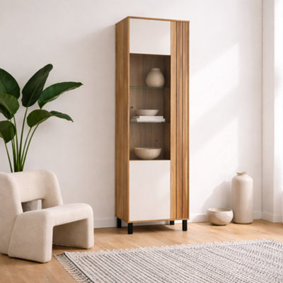 Wyld Haus Pandrup Glass Door Display Cabinet In Cream And Oak from B&Q