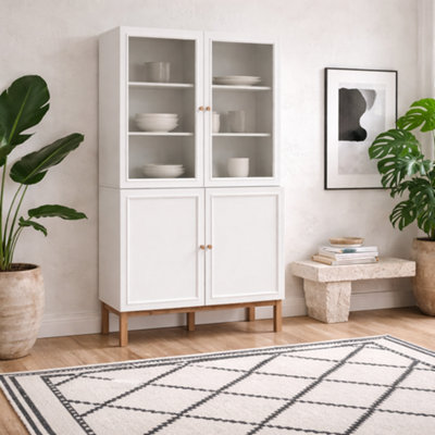 Wyld Haus Niva 4-Door Display Cabinet In Light Grey And Natural Oak Effect from B&Q