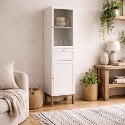 Wyld Haus Niva Light Grey And Natural Oak Effect Display Cabinet2 Doors 1 Drawer from B&Q