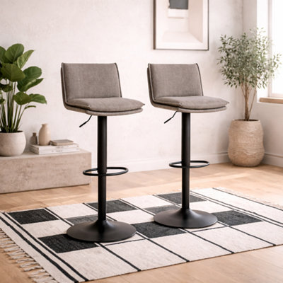 Wyld Haus Mossfield Light Grey And Brown Height-Adjustable Swivel Bar Stool from B&Q
