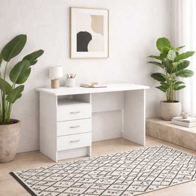 Wyld Haus Billabong White Wooden Office Desk 3 DrawersMatt Finish from B&Q