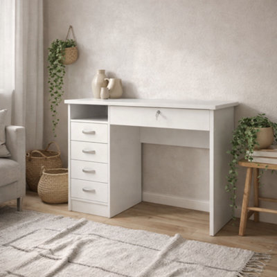 Wyld Haus Billabong White Wooden Office Desk 5 Drawers from B&Q