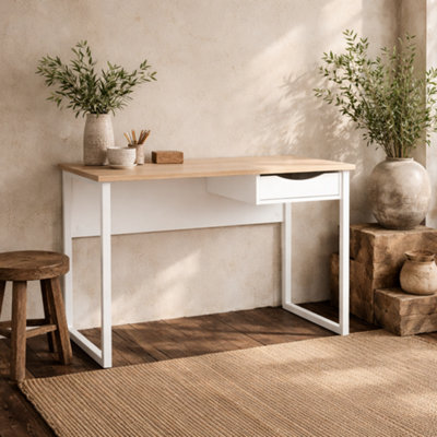 Wyld Haus Billabong White And Natural Oak 1 Drawer Desk from B&Q