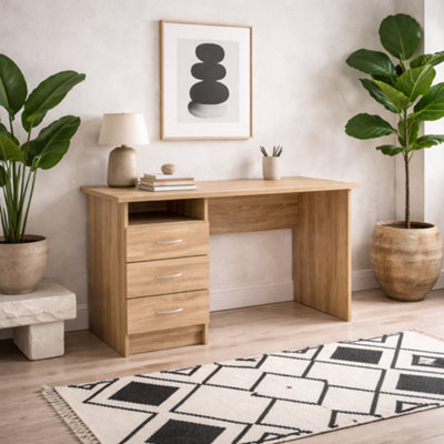 Wyld Haus Billabong Natural Oak Office Desk With 3 Drawers from B&Q