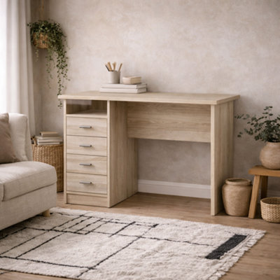 Wyld Haus Billabong Natural Oak 4-Drawer Compact Office Desk from B&Q