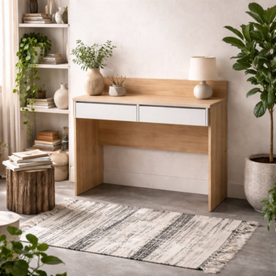Wyld Haus Billabong Jackson Hickory Oak And White 2-Drawer Desk from B&Q