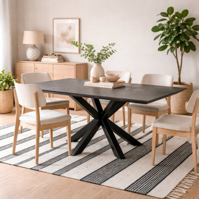 Wyld Haus Perth 168Cm Black Ceramic Extendable Dining Table With Industrial Metal Legs from B&Q