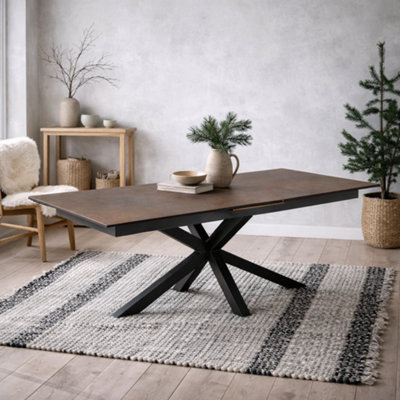 Wyld Haus Perth 200-240Cm Rusty Brown Ceramic Extendable Dining Table With Black Metal Legs from B&Q