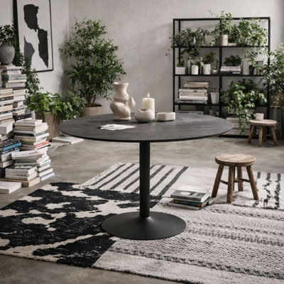 Wyld Haus Ibiza 110Cm Black Round Dining Table Black Base
