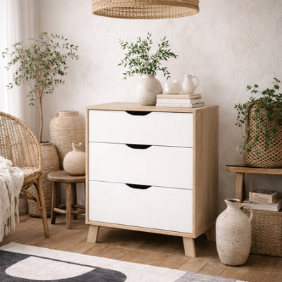 Wyld Haus Lira Jackson 3-Drawer Chest In Hickory And White