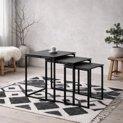 Wyld Haus Frederikssund Set Of 3 Black Ceramic Nesting Coffee Tables from B&Q