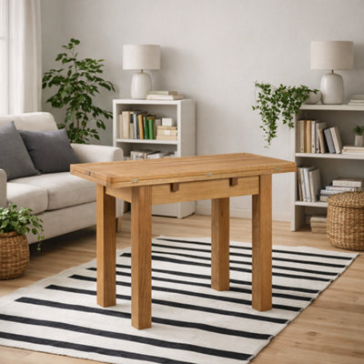 Wyld Haus Helsingor Natural Oak Effect Extendable Dining Table from B&Q