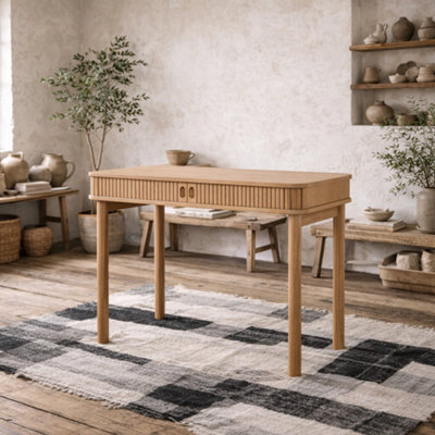Wyld Haus Copenhagen Natural Oak Office Desk With 2 Tambour Doors from B&Q