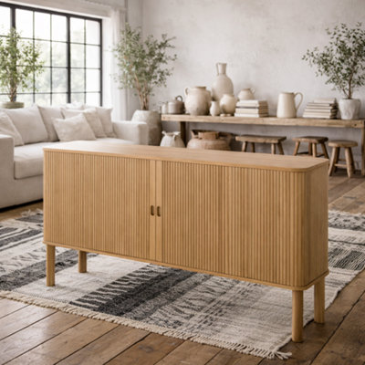 Wyld Haus Copenhagen Natural Oak Sideboard With 2 Tambour Doors from B&Q