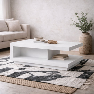 Wyld Haus Hjorring White Gloss Minimalist Coffee Table from B&Q