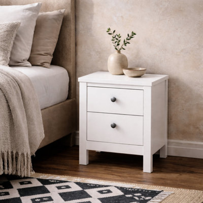 Wyld Haus Gossmere White Bedside Table 2 Drawers With Silver Handles from B&Q