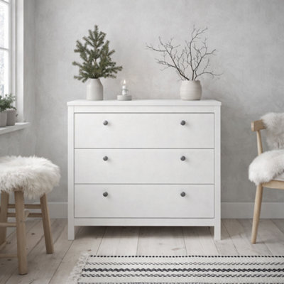 Wyld Haus Gossmere White Wooden 3-Drawer Chest With Plastic Handles from B&Q
