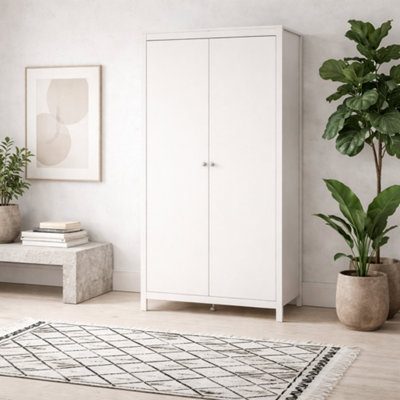 Wyld Haus Gossmere White 2-Door Wooden Wardrobe With Silver Handles 1990X1021X584mm from B&Q