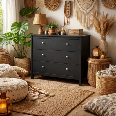 Wyld Haus Gossmere Matt Black 3-Drawer Chest Of Drawers from B&Q
