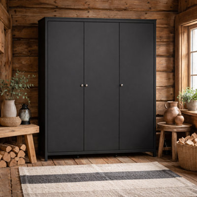 Wyld Haus Gossmere Matt Black 3-Door Wardrobe By from B&Q